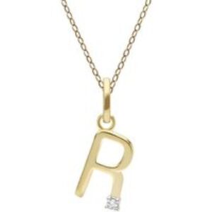 Initial Diamond Letter Necklace In 9ct Yellow Gold