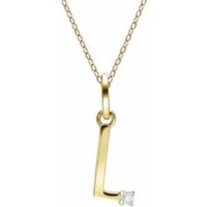 Initial Diamond Letter Necklace In 9ct Yellow Gold