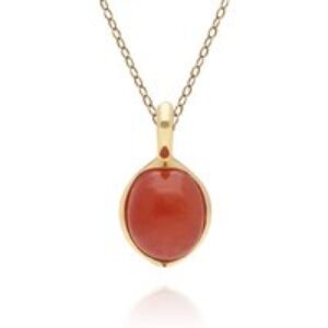 Irregular Collection Dyed Red Jade Pendant in Gold Plated Sterling Silver