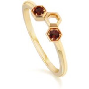 Honeycomb Inspired Garnet Stack Ring in 9ct Yellow Gold