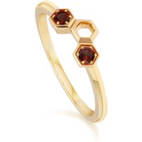 Honeycomb Inspired Garnet Stack Ring in 9ct Yellow Gold - Image 2