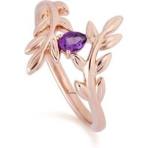 O Leaf Amethyst Olive Branch Ring in 9ct Rose Gold