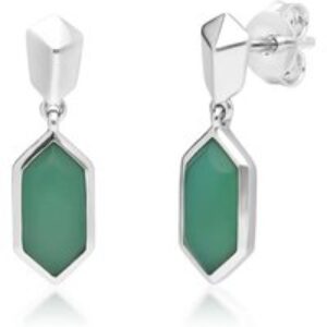 Micro Statement Green Chrysoprase Cabochon Drop Earrings