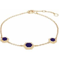 Lapis Lazuli Flat Slice Hex Chain Bracelet in Gold Plated Sterling Silver - Image 2