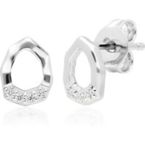Diamond Pave Asymmetric Stud Earrings in 9ct White Gold