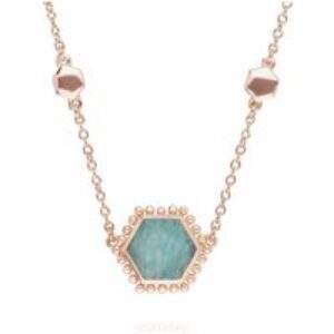 Amazonite Flat Slice Hex Necklace in Rose Gold Plated Sterling Silver