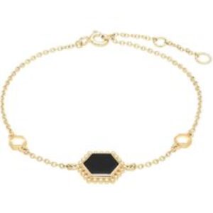 Black Onyx Flat Slice Bracelet in Gold Plated Sterling Silver