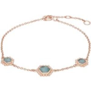 Amazonite Flat Slice Hex Chain Bracelet in Rose Gold Plated Sterling Silver