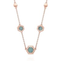 Amazonite Flat Slice Hex Chain Necklace in Rose Gold Plated Silver - Image 2