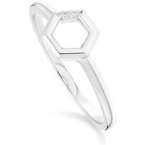 Diamond Hexagon Open Ring in 9ct White Gold