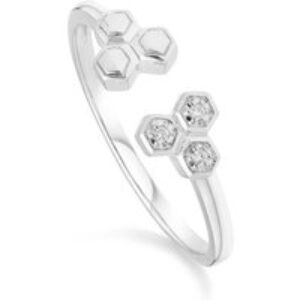 Diamond Geometric Trilogy Open Ring in 9ct White Gold