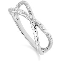 Diamond Pavé Hammered Crossover Ring in 9ct White Gold - Image 2