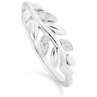 O Leaf Diamond Olive Branch Ring in 9ct White Gold - Image 2