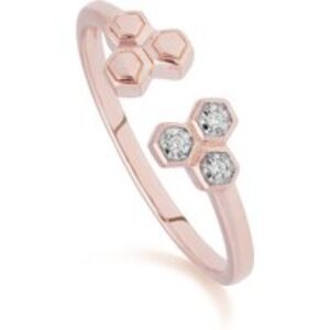 Diamond Open Hexagon Trilogy Ring in 9ct Rose Gold