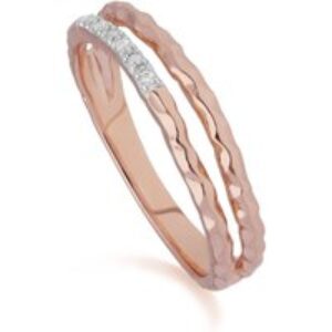 Diamond Pavé Double Ring Band in 9ct Rose Gold