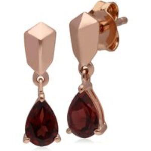 Micro Statement Garnet Earrings in Rose Gold Plated Silver