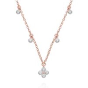 Diamond Flowers Choker Charm Necklace in 9ct Rose Gold
