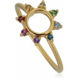 Rainbow Sunburst Ring in Gold Plated Sterling Silver