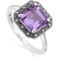 Artwork Deco Impressed Sq. Lower Amethyst & Marcasite Ring - Image 2