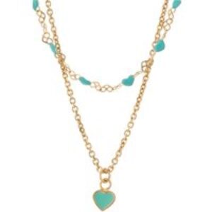 Argento Gold Turquoise Heart Chain Necklace