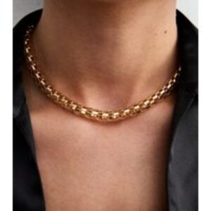Gold Tone Box Chain Necklace New Look