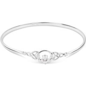 Argento Silver Celtic Knot Claddagh Bangle – Silver