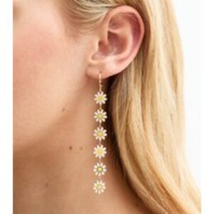 Gold Tone Daisy Drop Earrings New Look