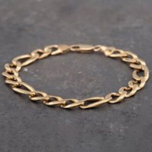 Pre-Owned 9ct Yellow Gold 9 Inch Figaro Chain Bracelet 41081154