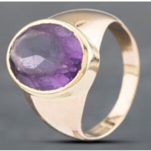 Pre-Owned 9ct Yellow Gold Amethyst Signet Ring 41341565