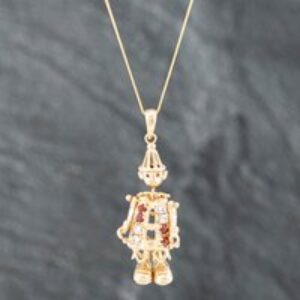 Pre-Owned 9ct Yellow Gold Clown Pendant & 18 Inch Curb Chain 41142146