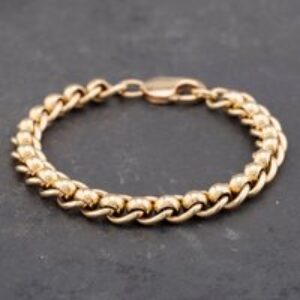 Pre-Owned 9ct Yellow Gold Rollerball 7.5 Inch Curb Chain Bracelet 41281411