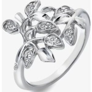 Scorching Diamonds Nurture Sterling Silver White Topaz Tree Ring DR233/M