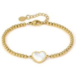 Nomination Emosfere Gold Mother of Pearl Heart Beaded Stainless Steel Bracelet
