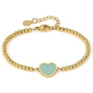 Nomination Emosfere Gold Green Heart Beaded Stainless Steel Bracelet