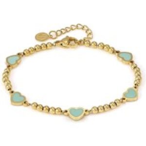 Nomination Emosfere Gold Five Green Heart Beaded Stainless Steel Bracelet
