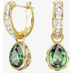 Swarovski Stilla Inexperienced Pear Minimize Gold Plated Dropper Hoop Earrings 5662922