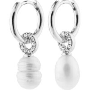 Pilgrim Silver Baker Pearl Hoop Earrings – Silver