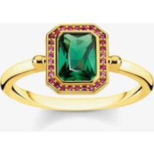 THOMAS SABO Gold Plated Purple and Inexperienced Multi-Stone Ring TR2264-973-7-56