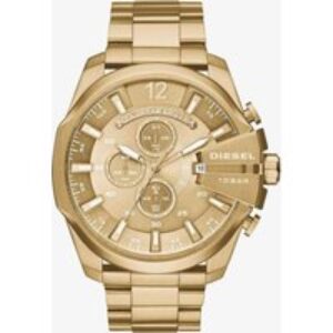 Diesel Mens Mega Leader Chronograph Dial Gold Plated Bracelet Watch DZ4360