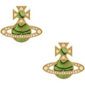 Vivienne Westwood Gold Rina Peridot Mother of Pearl Orb Stud Earrings – Gold