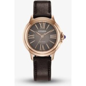 Citizen Ceci Eco Power Rose Gold Tone Plated Brown Leather-based Watch EM1163-09X