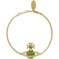 Vivienne Westwood Gold Rina Peridot Green Mother of Pearl Orb Bracelet - Gold - Image 2