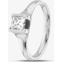 Pre-Owned Platinum Certificated 0.60ct Brilliant Cut Diamond Square Modified Solitaire Ring 41481588 - Image 2