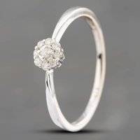 Pre-Owned 9ct White Gold 0.11ct Brilliant Cut Diamond Round Cluster Ring 41381848 - Image 2