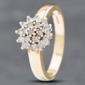 Pre-Owned 9ct Yellow Gold 0.25ct Brilliant Cut Diamond Round Cluster Ring 41382080
