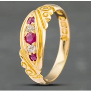 Pre-Owned 18ct Yellow Gold Ruby Diamond Five Stone Ring 41481187