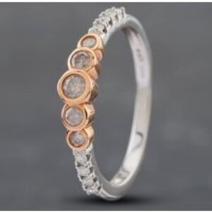 Pre-Owned 9ct Two Colour Gold Brilliant Cut Diamond Graduating Shoulders Half Eternity Ring 41382164