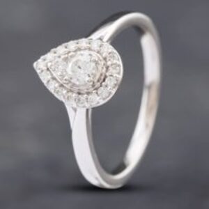 Pre-Owned 9ct White Gold 0.36ct Brilliant Cut Pear Shape Cluster Ring 41381957