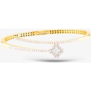 Pre-Owned 18ct Yellow Gold Brilliant Cut Diamond Fancy 18cm Hinged Bangle 43211008