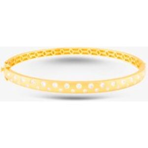 Pre-Owned 14ct Yellow Gold Brilliant Cut Diamond Frosted Finish 19cm Hinged Bangle 43211010